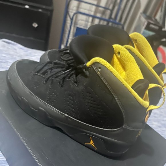 jordan 9 black university gold dark charcoal